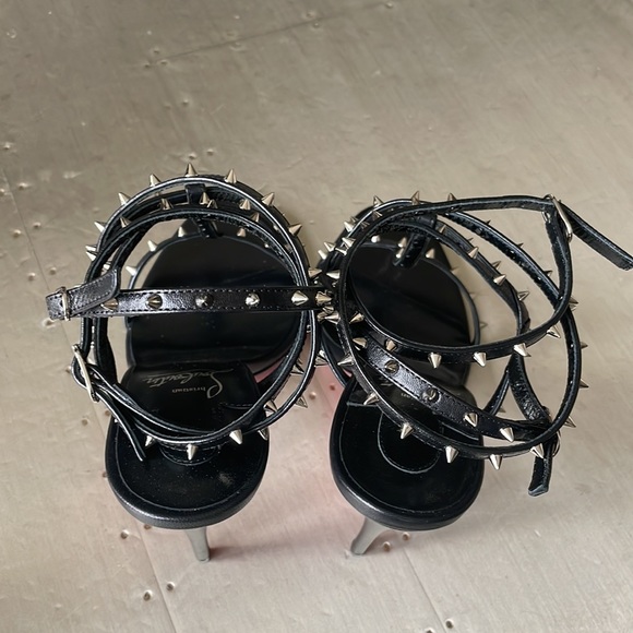 Christian louboutin bombina spike black stiletto sandal 100mm sz 37.5 - Picture 7 of 11